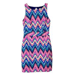 Lilly Pulitzer Women's Chevron Sleeveless Mini Shift Dress Multi-Color Size 2